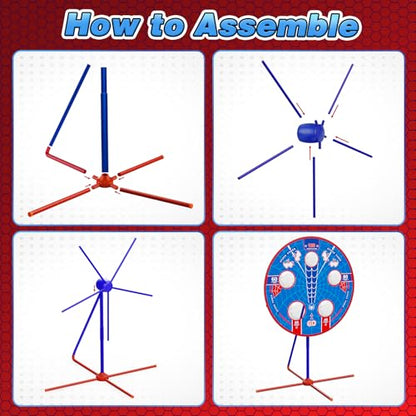 Spider Shooting Games Toys for Kids, Outdoor Indoor Yard Party Game with Rotating Target, 2 Air Blasters & 24 Foam Balls, 2-in-1 Bean Bag Toss Game for Boys Girls Ages 4 5 6 7 8 9 10+ Birthday Gift