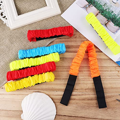 AIEX 10pcs 3 Legged Race Bands for Adults Kids, Colorful Legged Race Bands Elastic Tie Rope with Magic Adhesives for Relay Race Game, Field Day, Backyard, Team Games (5 Colors)