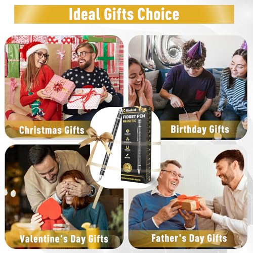 Gifts for Men Fidget Pen, Back to School Supplies, Anniversary Birthday Gifts for Men Him Boyfriend, Multifunction Pen Cool Stuff Gadgets, College School Supplies Gift for Teachers Teens Boys Girls - color: Black
