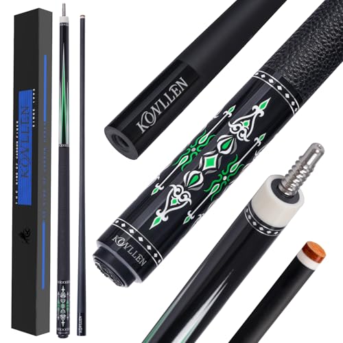 KONLLEN Carbon Fiber Pool Cue 2.0, 58-inch Low Deflection Billiard Stick for Adults with 12.5mm Tip and Pro Taper - color: 017 AMG-1F 2.0 -Green