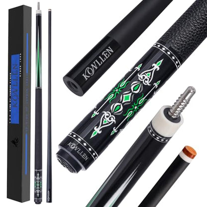 KONLLEN Carbon Fiber Pool Cue 2.0, 58-inch Low Deflection Billiard Stick for Adults with 12.5mm Tip and Pro Taper - color: 017 AMG-1F 2.0 -Green