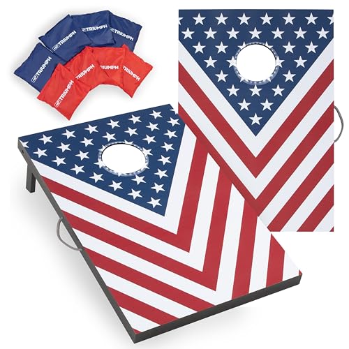 Triumph Sports 2x3 Premium Cornhole Sets - LED Options Available - 8 Bean Bag Toss Bags and Cornhole Boards Included - color: LED Stars & Stripes