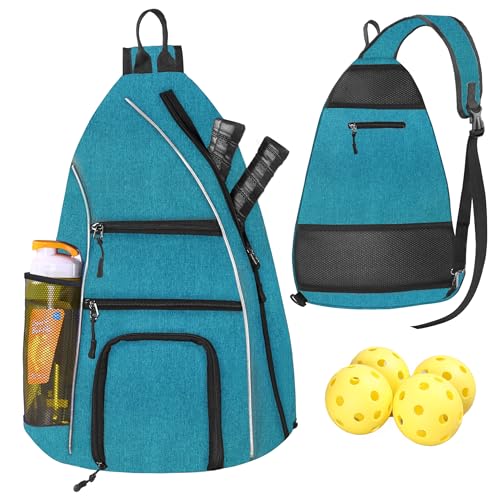 Pickleball Bag - Pickleball Bags for Women Men - Pickleball Backpack - Travel Pickleball Paddle Case, Pickle Ball Bag for Pickleball Paddle Tennis Racket, Protable Pickleball Sling Bag - color: Blue-green