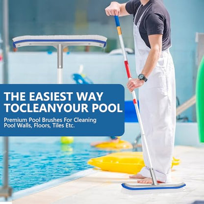Banax Pool Brush Head, 17.5" Pool Brushes for Cleaning Pool Walls, Curved Ends High-Efficiency Pool Scrub Brush,Premium Nylon Bristles Pool Brush with EZ Clip - color: Nylon Brush