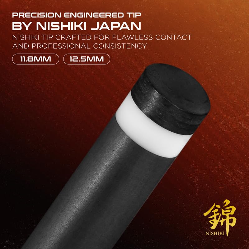RHINO Must Carbon Fiber Pool Cue, Super Low Deflection Shaft 30”, 3/8-8 Joint, Nishiki Japan Tip 11.8mm/12.5mm, Professional Billiards Cue - size: 12.5 mm