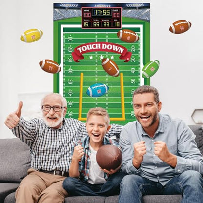 Hooqict Pin The Football on The Goalpost Football Party Games for Kids Game Day Boys Sports Theme Birthday Party Decorations, Large Poster with 36 Rugby Stickers - style: Football
