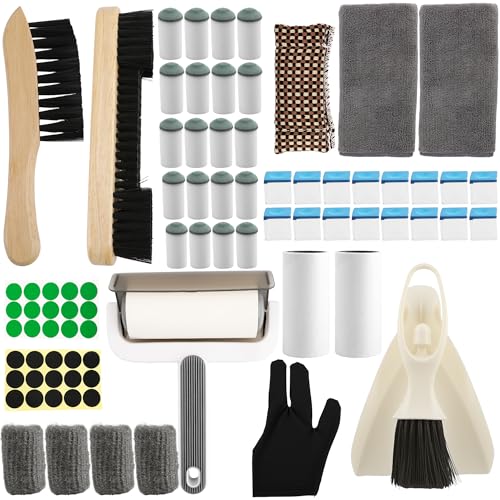 37 Piece Pool Table Accessories Kit Cue Tips Brushes Gloves and Cleaning Tools for Felt Complete Maintenance Set Multi-Size Components for Home or Billiard Hall