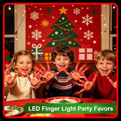 100pcs Red Finger Lights Bulk, Glow in the Dark Christmas Party Favors, LED Finger Flashlights for Holiday Goodie Bag Stuffers, Trick or Treats Christmas Carnival Concert Accessories - style: Red-100