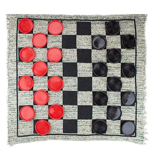 Home Jumbos Checkers Giant Checkers Set Game Rug Board Game with Reversible Game Mat for Indoor Outdoor Family