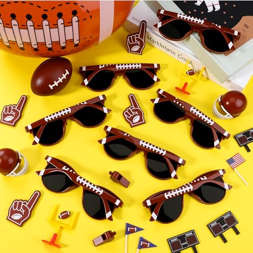 48 Pcs Football Party Decoration Favors Inflatable Football 12 Inch with Glasses Goodie Bag Fillers Party Gifts Sport Themed Beach Balls for Team Game Day Birthday Decorations - style: Football