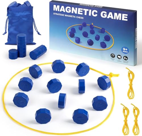 Magnetic Chess Game with 24 Travel-Stones, Magnet Chess 3 String & Portable Storage Bag, for Family & Party & Travel & Camping, Exciting Magnetic Game for Family Game Night - size: 24 Magnet