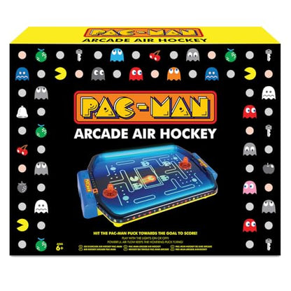 Pac-Man: Arcade Air Hockey - Premium Series, Glow-in-The-Dark Tabletop Game, Motorized Air Cushion, Neon Colors, Licensed, Adults & Kids 6+, 2 Players