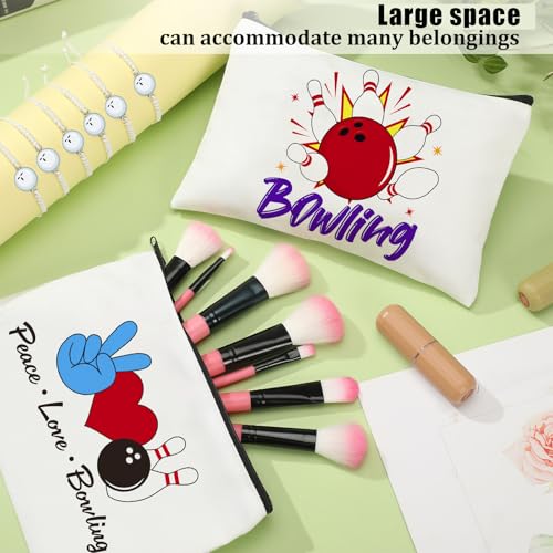 6 Pcs Bowling Makeup Bag Cosmetic Bag Bowling Lover Gifts Sport Ball Accessories Zipper Pouch Sport Party Favors for Women Coach Travel Player (Classic) - style: Classic