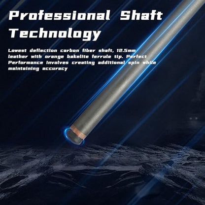 Carbon Fiber Pool Cue Stick,58" Pool Table Sticks, 12.5mm Tip Soft Grip Billiard Carbon Fiber cue, Weight 20OZ Cue Stick
