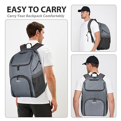 Bosynoy Bowling Backpack, Bowling Ball Bag Totes for Single Ball with Shoe Compartment & Foam Padded, Fits Shoes Up to US Mens Size 16, Grey - color: Gray