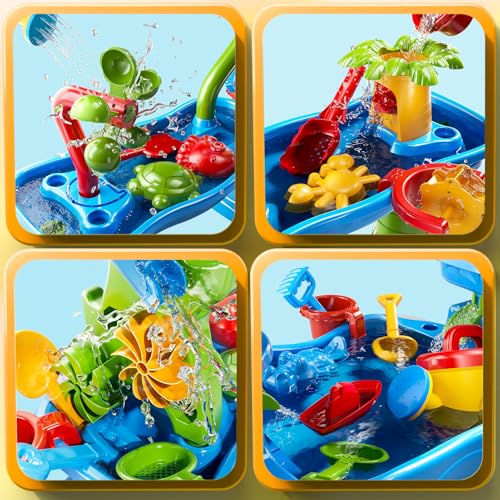 5-Tier Water Table for Toddlers Kids Ages 1-3 3-5 4-8, Sand and Water Table with Rich Activity Set, Summer Outdoor Beach Outside Backgard Pool Toys for Kids Boys Girls - color: Blue9969