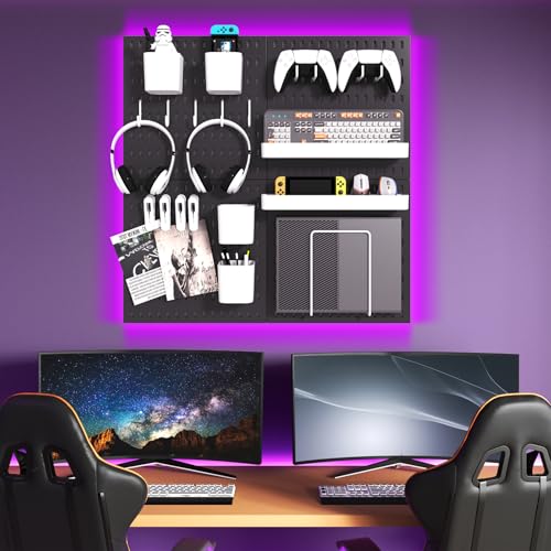 Pegboard Combination Kit, 4 Peg Boards Black Pegboard for Walls, Office Wall Organizer, Gaming Room Wall, Nursery Storage, 22"x22" - color: Black