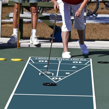 Silipull 1 Pack Shuffleboard Tabletop Game Board 30 x 180 Inch Shuffleboard Court PVC Family Board Curling Game Equipment Blue for Home Indoor Outdoor