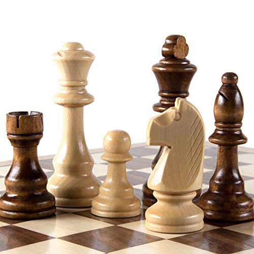 AMEROUS Chess Pieces Only, Wooden Hand Carved Tournament Chessmen with 4.12" Inches King, 2 Storage Bags for Chess Board Game, Replacement of Missing Pieces