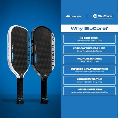 Diadem Edge BluCore Pro Pickleball Paddle | Ultimate Power, Spin & Consistency, Extended Reach, Premium 18K Carbon Fiber, PowerSync Foam Core | USAPA Approved - style: Pro 16