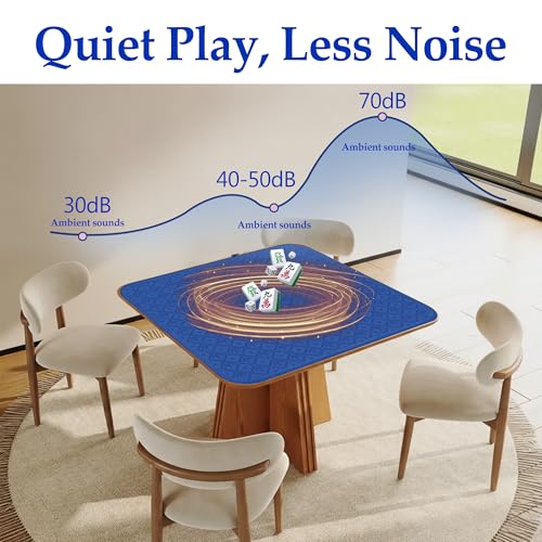 Blue Mahjong Mat for Table, American Mahjong Mat, 32.4x32.4 in 3MM Non-Slip Noise-Reducing Neoprene Table Cover with Carrying Bag for Mah Jongg, Poker, Card Games and Dominoes (Dark Blue) - color: Dark Blue