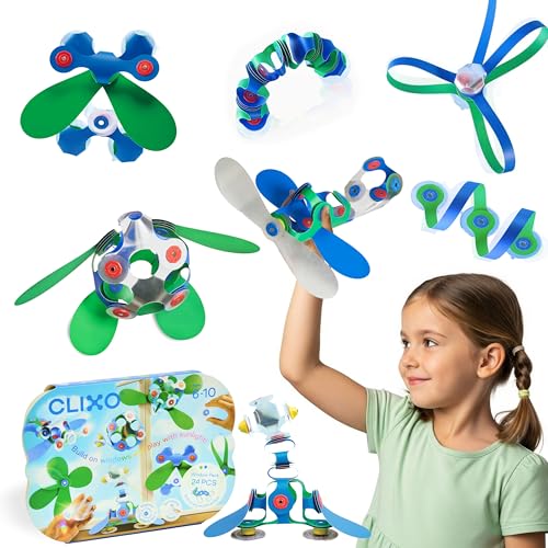 Clixo Window Travel Pack - Fun Magnetic Toy for Kids - 24-Piece Suncatcher Kit with Prisms & Suction Cups for Plane and Car Windows – Portable Rainbow Maker STEM Toy for Creative On the Go Car Playset