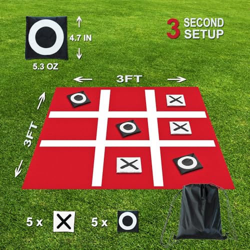 PJDRLLC Giant Tic Tac Toe Bean Bag Toss - Outdoor Camping Backyard Lawn Games for Kids Adults - Large Indoor Family Games for Christmas Party