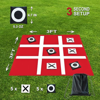 PJDRLLC Giant Tic Tac Toe Bean Bag Toss - Outdoor Camping Backyard Lawn Games for Kids Adults - Large Indoor Family Games for Christmas Party