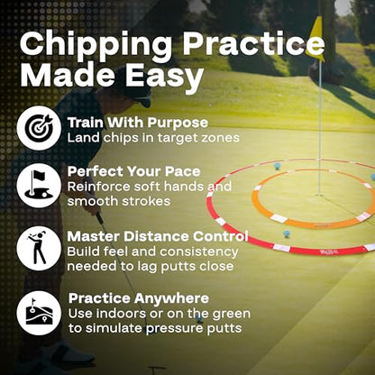 PGA Tour Golf Practice Aids By Golfgen: Premium Chipping Nets, Putting Rings, & Targets, Indoor & Outdoor Training, Improve Accuracy & Control, Master Putting and Chipping, Portable for On The Go - size: 3 Rings