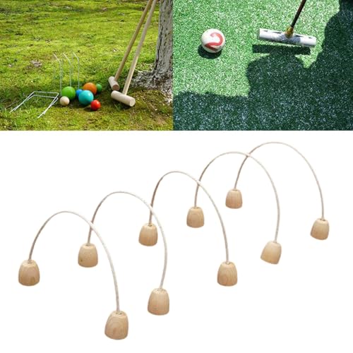 5X Games Croquet Hoops Croquet Gate Equipment Set Replacement for Family Game Outdoor Sport Wooden Gateball Set for Indoor