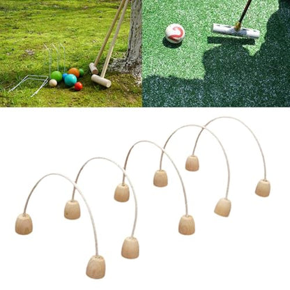 5X Games Croquet Hoops Croquet Gate Equipment Set Replacement for Family Game Outdoor Sport Wooden Gateball Set for Indoor