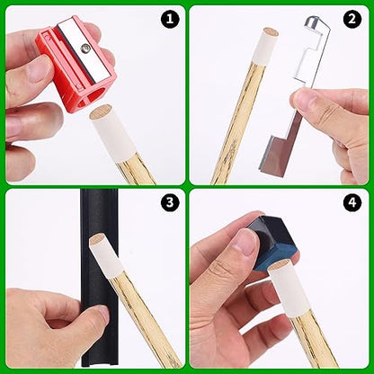 Vefungyan Billiard Pool Cue Repair Kit: 2 Pool Cue Tip Clamp 20 Billiard Cue Tips 4 Shaper 5 Chalk Cubes 5 Pool Cue Repairers 2 Planers - color: Multicolor 2