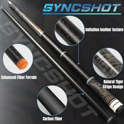 Carbon Fiber Pool Cue Stick 58" Professional Pool Sticks for Adults Full Carbon Technology Low Deflection Pool Cue Billiard Cues with 12.5mm Tip - color: Grey-H3