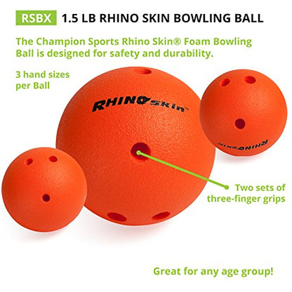 Champion Sports Foam Bowling Ball: Rhino Skin Soft - 1.5 Lb Bright Orange
