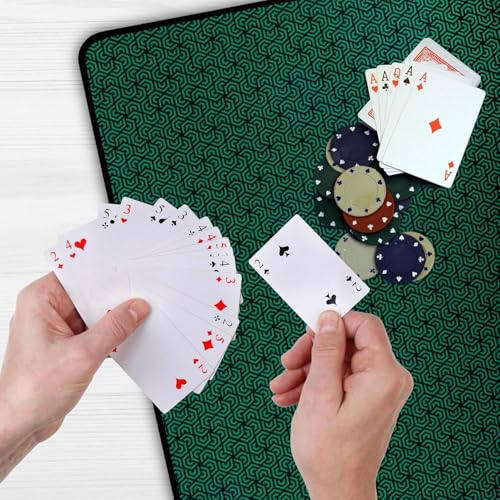 5mm Thickness Board Game Mat Black 42 x 66 Inches, Super Cushioned Table Cover for Mahjong, Poker, Playing Cards, Tile Games Dominoes Neoprene Gaming Playmat with Carrying Bag (Green, 42 x 66 Inches) - color: Green, size: 42 x 66 Inches