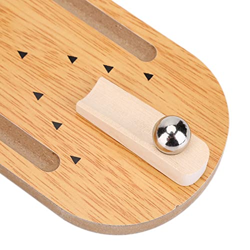 Rosvola Wooden Mini Bowling Game Set, 11.64x3.93inch, Adjustable Metal Ball Plate, Portable Stress Relief Toy for Kids Adults Home Office