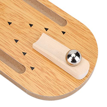 Mini Bowling Game Desktop Wood Set with Adjustable Launch Plate and Metal Ball for Office Stress Relief and Kids Entertainment