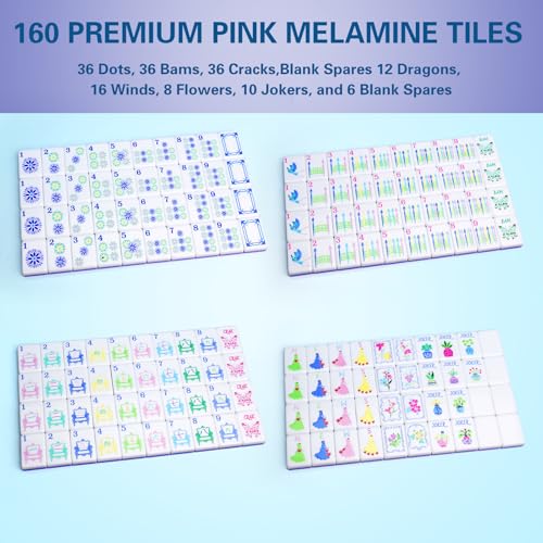 American Mahjong Game Set with Portable Travel Bag, Complete 160 Tiles Including CRAK Suit, 3 Dice, Gift Box – Ideal for Family Game Night, Travel, and Gift Giving