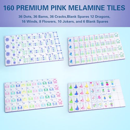 American Mahjong Game Set with Portable Travel Bag, Complete 160 Tiles Including CRAK Suit, 3 Dice, Gift Box – Ideal for Family Game Night, Travel, and Gift Giving