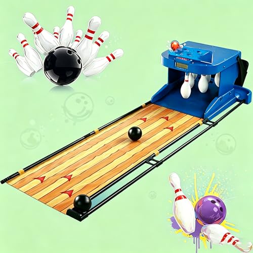 2M & 3.5M Home Electronic Bowling Set, Indoor Bowling Alley Game with Auto Pin Reset, LED Scoreboard, Lights & Sound Effects, Family Sports Toy for Kids and Adults