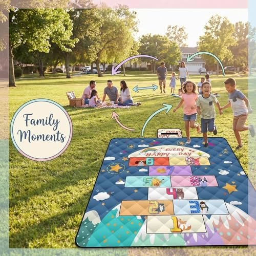 Flying Chess Game Picnic Blanket 80"x80" with Free Pieces, Waterproof Sandproof Extra Large Outdoor & Beach Blanket for Park, Camping, Travel (Style 2) - color: Style 2