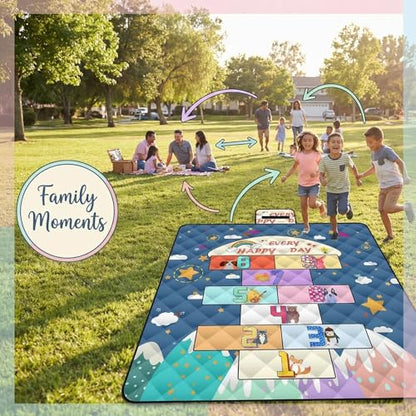 Flying Chess Game Picnic Blanket 80"x80" with Free Pieces, Waterproof Sandproof Extra Large Outdoor & Beach Blanket for Park, Camping, Travel (Style 2) - color: Style 2