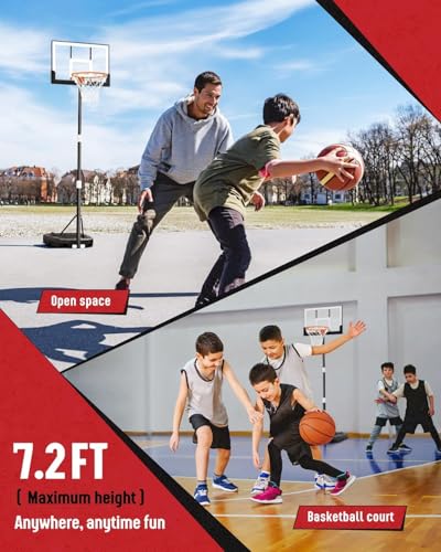 Seray Kids Basketball Hoop Outdoor [Patented 6s Safe-Adjust] 3.2-7.2FT, Indoor/Poolside/Mini Basketball Hoop for Kid/Toddler/Youth/Adult in Backyard/Driveway,Shatterproof Backboard and Enlarged Base - color: White