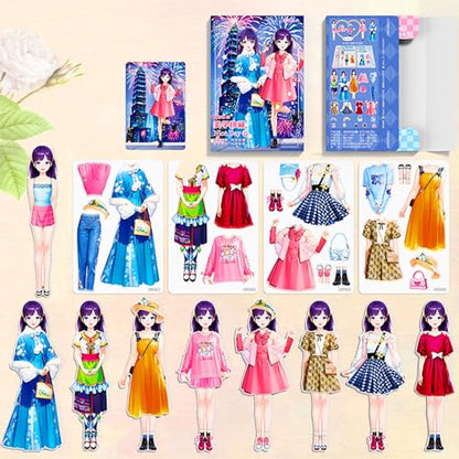 Magnetic Dress Up Paper Doll,Magnet Princess Dress Up Dolls for Girls Ages 4-7 Kids,Travel Activities Road Trip Car Ride Interactive Learning Created Imagine Set Birthday Gift (F Set) - color: F Set