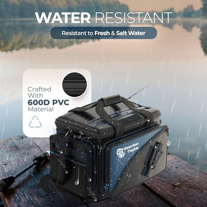Reaction Tackle Saltwater Fishing Tackle Bags, Water Resistant 1000D PVC Tackle Box Bag with Removable Dividers, Fits 3600 and 3700 Trays, Medium - size: Medium Bag