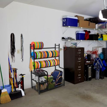 Disc Golf Storage Rack – Disc Golf Organizer with Bag Stand – Large Capacity Disc Golf Shelf, Holds 140+ Discs
