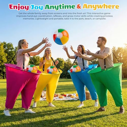 Granny Pants Yard Game Set, Giant Yard Games with 20 Bouncy Balls, 4 Suspenders, Pumps & Flags, Funny & Outdoor Games for Adults and Family, Huge Backyard Games for Lawn, Camping & Party Games