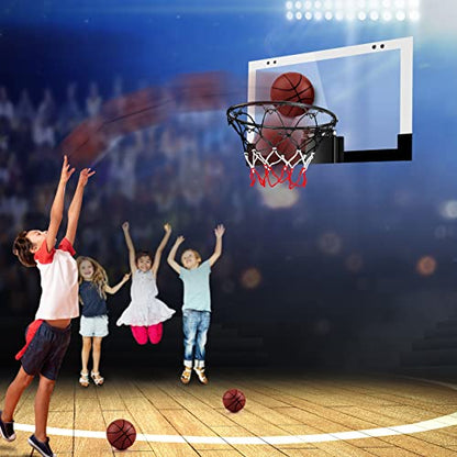 Indoor Basketball Hoop Boys Gifts for Teens Door Room Basketball Hoop Mini Hoop with Scoreboard, 3 Balls and Batteries Basketball Toys for 8 9 10 11 12 - style: BlackWhite Basketball Hoop without Scoer