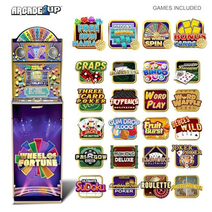 Wheel of Fortune Casinocade Deluxe Arcade Machine for Home, Over 5-feet-Tall Stand-up Cabinet, and 24 Games