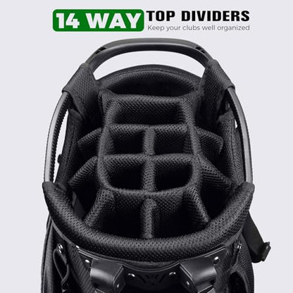 Findway 14 Way Golf Stand Bag, Lightweight Golf Bag with Stand for Men Women, Golf Club Carry Bag with Dual Strap, Rain Cover, Multiple Pockets, Golf Ball Holder - color: Black